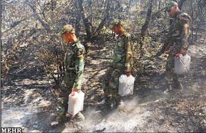 عملیات خاموش سازی آتش سوزی جنگل گلستان