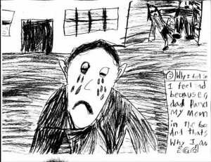 نقاشی کودکی که در خانه ای پر خشونت زندگی می کند