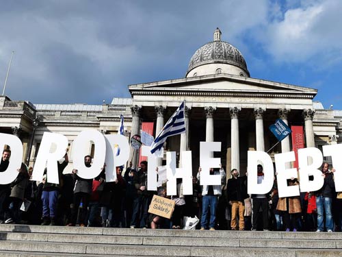 تظاهرات در لندن در حمایت از مردم یونان و خواست بخشش بدهی ها