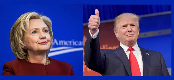 دونالد ترامپ ـ هیلاری کلینتون در رقابت های انتخاباتی برای نامزدی از سوی احزاب جمهوریخواه و دمکرات 