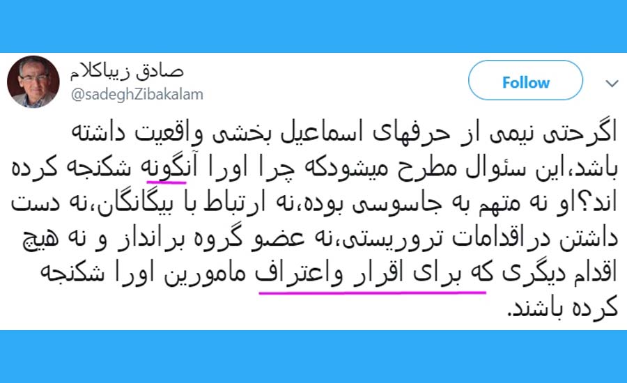 دفاع بی آزرم صادق زیبا کلام از شکنجه در ایران/عبدالستار دوشوکی